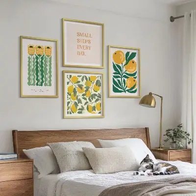 Plantenpatronen met bloemen meerluik in lijst