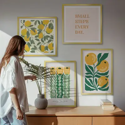 Plantenpatronen met bloemen meerluik in lijst