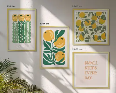 Plantenpatronen met bloemen meerluik in lijst