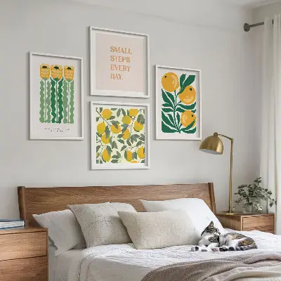 Plantenpatronen met bloemen meerluik in lijst