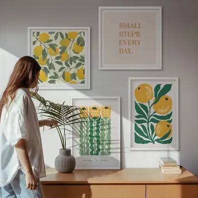 Plantenpatronen met bloemen meerluik in lijst