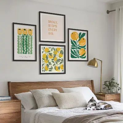 Plantenpatronen met bloemen meerluik in lijst