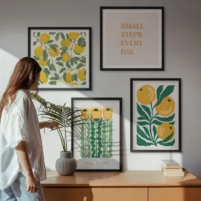 Plantenpatronen met bloemen meerluik in lijst