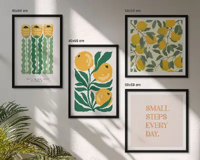 Plantenpatronen met bloemen meerluik in lijst