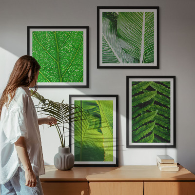 Set van posters met lijst Close-up van tropische bladeren