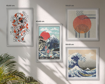 Meerluik in lijst Illustraties van bergen van vissengolven Japan