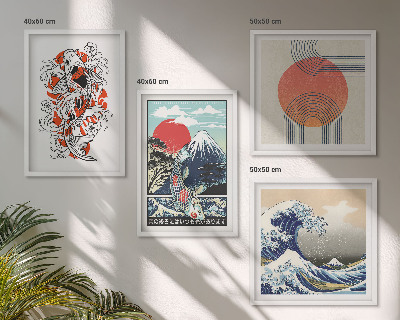Meerluik in lijst Illustraties van bergen van vissengolven Japan