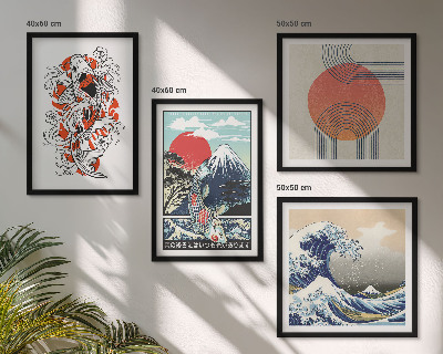 Meerluik in lijst Illustraties van bergen van vissengolven Japan
