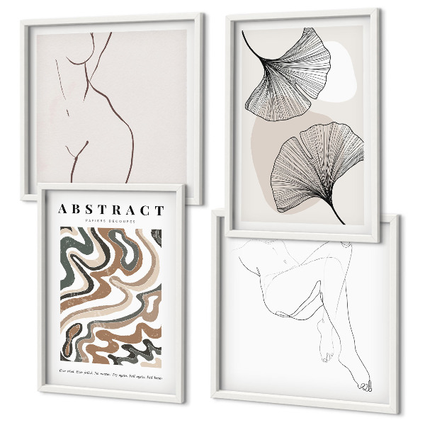 Set van posters met lijst Abstracte boho-bladvormen