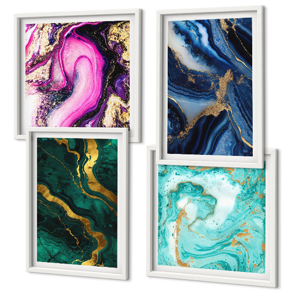 Meerluik in lijst Abstracte patronen in roze, groen en blauw.