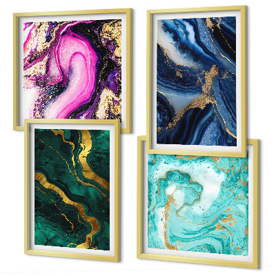 Meerluik in lijst Abstracte patronen in roze, groen en blauw.