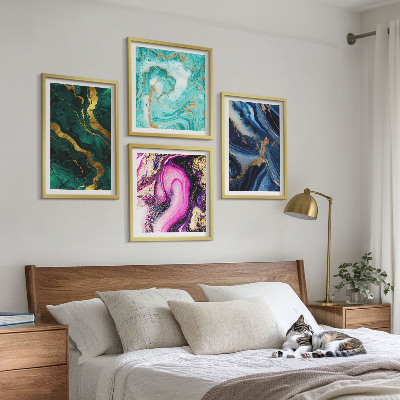 Meerluik in lijst Abstracte patronen in roze, groen en blauw.