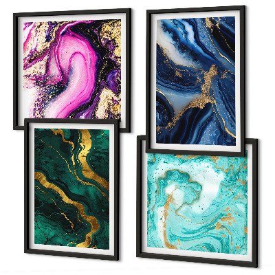 Meerluik in lijst Abstracte patronen in roze, groen en blauw.