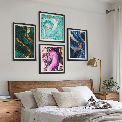 Meerluik in lijst Abstracte patronen in roze, groen en blauw.