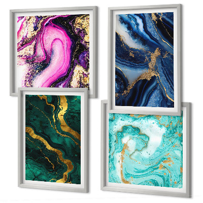 Meerluik in lijst Abstracte patronen in roze, groen en blauw.