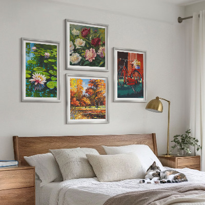 Set van posters met lijst Waterlelies fietsbloemen