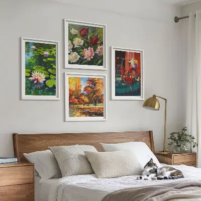 Posterset met lijsten waterlelies en fietsbloemen