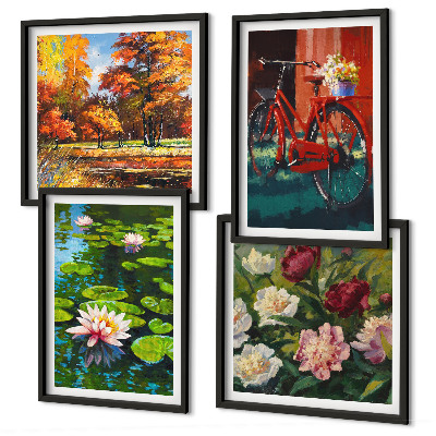 Set van posters met lijst Waterlelies fietsbloemen
