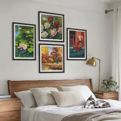Posterset met lijsten waterlelies en fietsbloemen