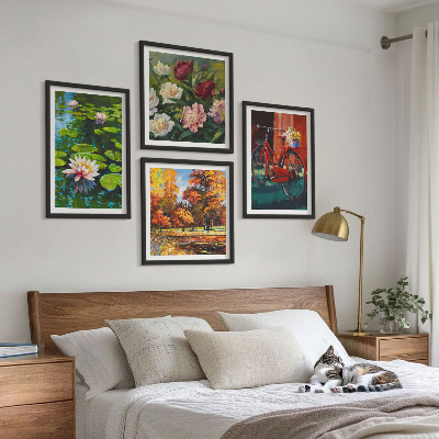 Set van posters met lijst Waterlelies fietsbloemen