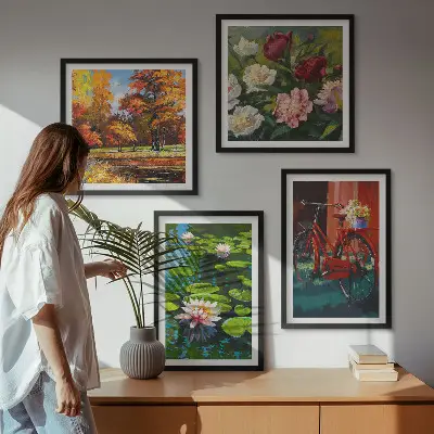 Posterset met lijsten waterlelies en fietsbloemen