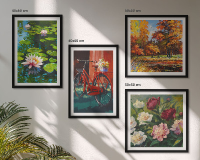 Set van posters met lijst Waterlelies fietsbloemen