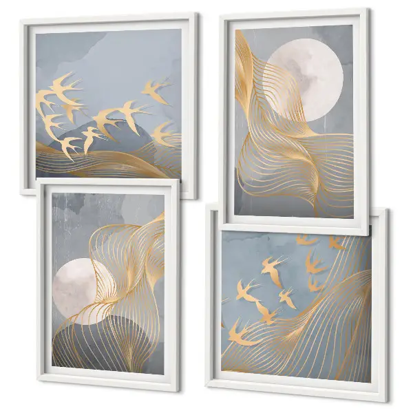 Poster met lijst abstracte golvende cirkels in grijs
