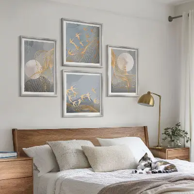 Poster met lijst abstracte golvende cirkels in grijs