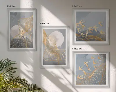 Poster met lijst abstracte golvende cirkels in grijs