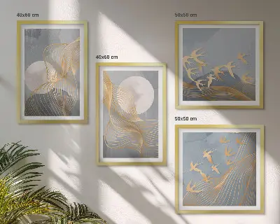Poster met lijst abstracte golvende cirkels in grijs