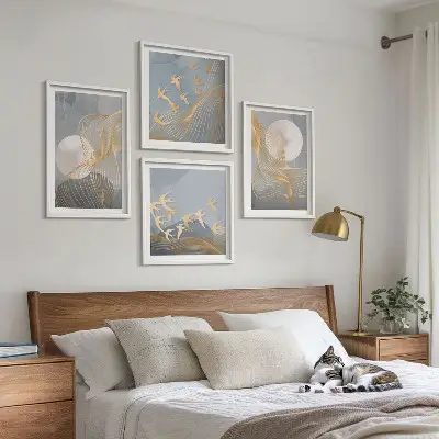 Poster met lijst abstracte golvende cirkels in grijs