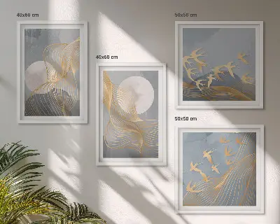 Poster met lijst abstracte golvende cirkels in grijs