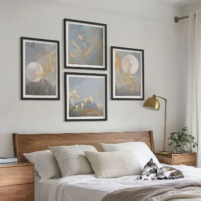 Poster met lijst abstracte golvende cirkels in grijs
