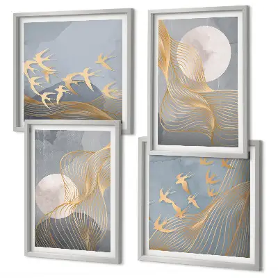 Poster met lijst abstracte golvende cirkels in grijs