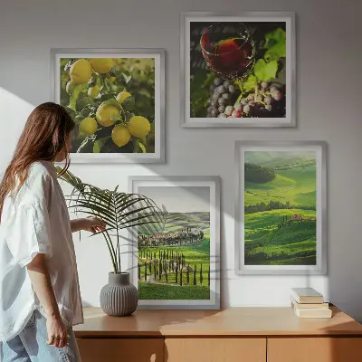 Italiaanse landschappen met citrusheuvels meerluik in lijst