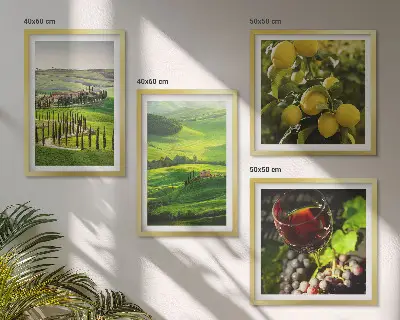 Italiaanse landschappen met citrusheuvels meerluik in lijst