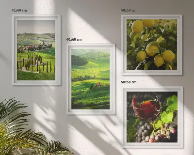 Italiaanse landschappen met citrusheuvels meerluik in lijst
