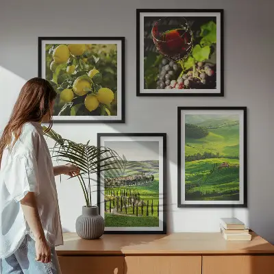 Italiaanse landschappen met citrusheuvels meerluik in lijst