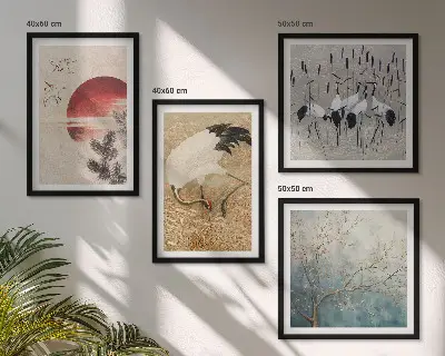 Japanse kraanvogels landschap meerluik in lijst