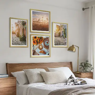 Set van posters met lijst Sfeervolle straatjes met koffie.