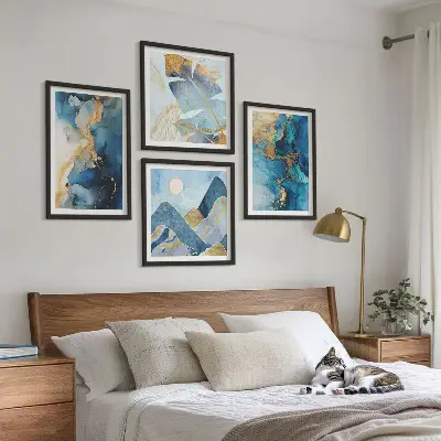 Gouden patronen in de Blauwe Bergen meerluik in lijst