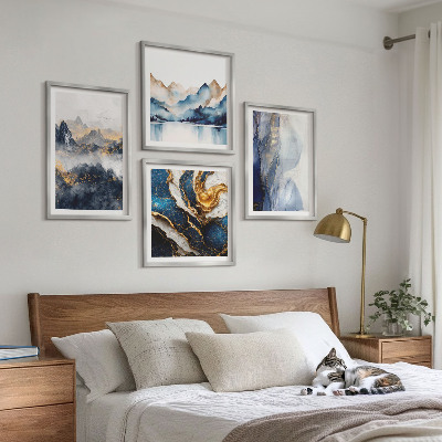 Set van posters met lijst Blauwe berglandschappen