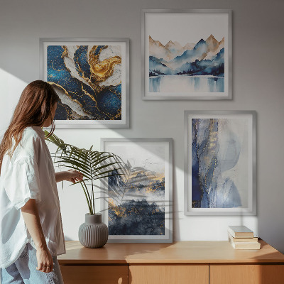 Set van posters met lijst Blauwe berglandschappen