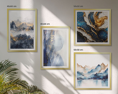 Set van posters met lijst Blauwe berglandschappen