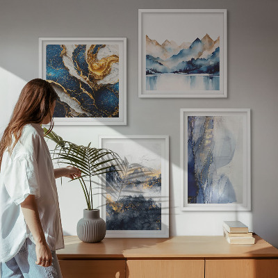 Set van posters met lijst Blauwe berglandschappen