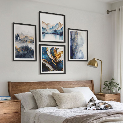 Set van posters met lijst Blauwe berglandschappen