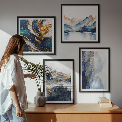 Set van posters met lijst Blauwe berglandschappen
