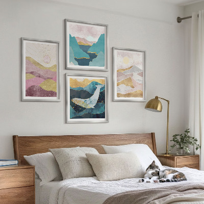 Set van posters met lijst Abstracte bergen zon
