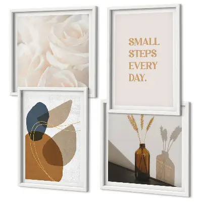 Set posters met lijst met abstracte vormen als accent