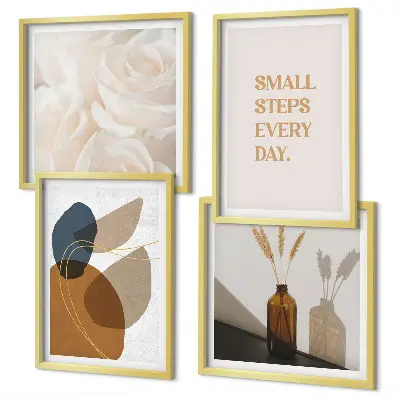 Set posters met lijst met abstracte vormen als accent